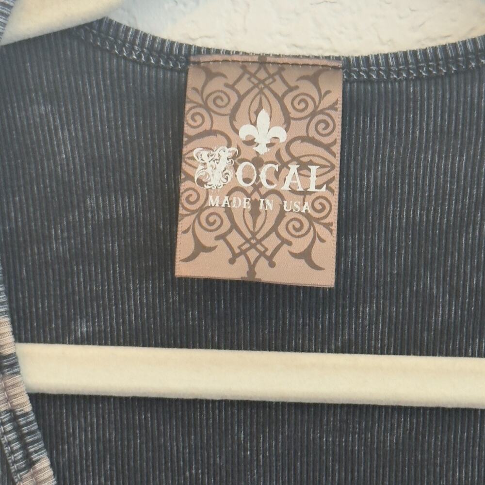 Vocal Made in USA Skull Tank Top Size L Studded Rhinestone Graphic Mineral Wash - Picture 3 of 5